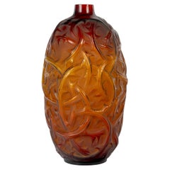 1921 René Lalique - Vase Ronces Amber Glass, Brambles