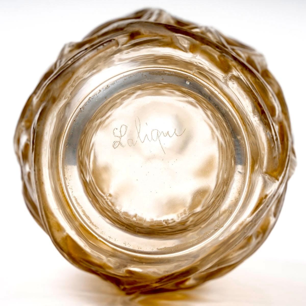 Francese 1921 René Lalique Vaso Ronces Brambles in vetro con patina seppia in vendita