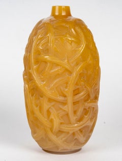 1921 René Lalique - Vase Ronces Butterscotch Yellow Opalescent Glass