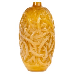 1921 René Lalique - Vase Ronces Butterscotch Yellow Opalescent Glass