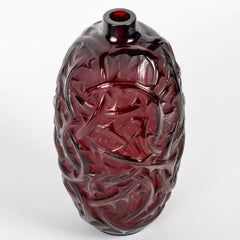 1921 René Lalique - Vase Ronces Cased Dark Red Glass