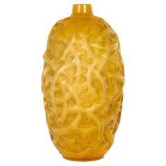 1921 René Lalique - Vase Ronces Cased Yellow Opalescent Glass