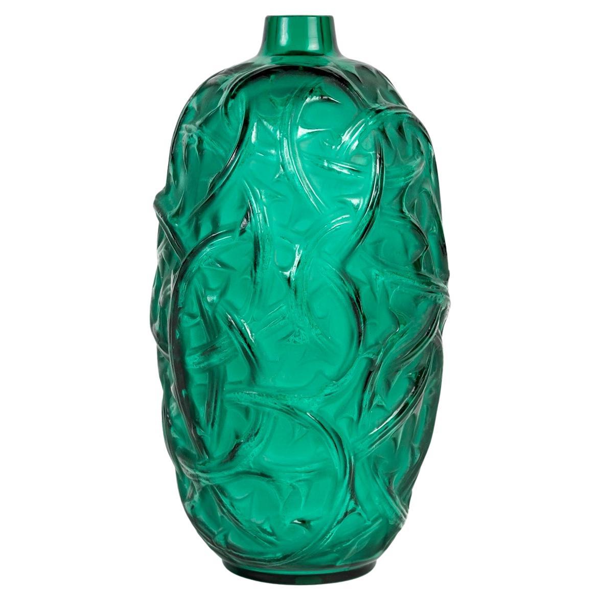 1921 René Lalique - Vase Ronces Smaragdgrünes Glas  im Angebot