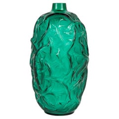 1921 René Lalique - Vase Ronces Emerald Green Glass 