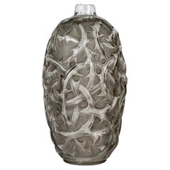 1921 René Lalique Vase Ronces Glass with Grey Patina Brambles