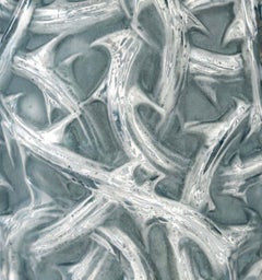 1921 René Lalique Vase Ronces in Clear & Frosted Glass with Blue Patina