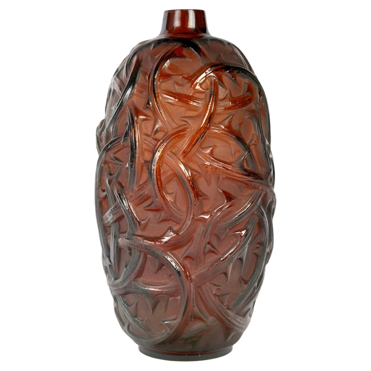 1921 René Lalique - Vase Ronces Red Amber Glass, Brambles