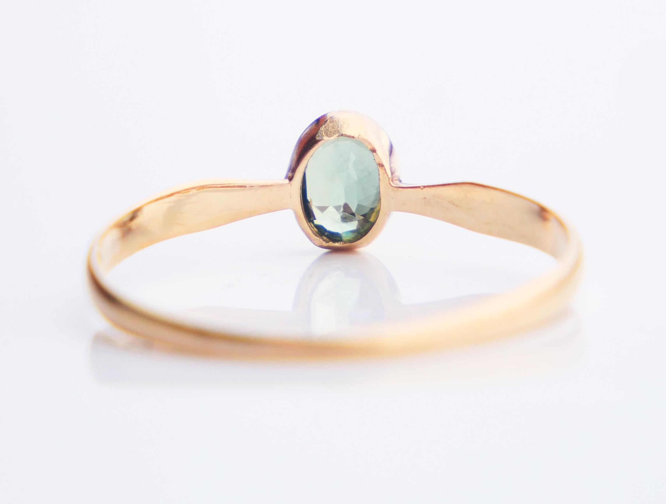 1921 Ring natural 0.5ct Green Sapphire solid 18K Gold ØUS8 / 1 gr For Sale 5