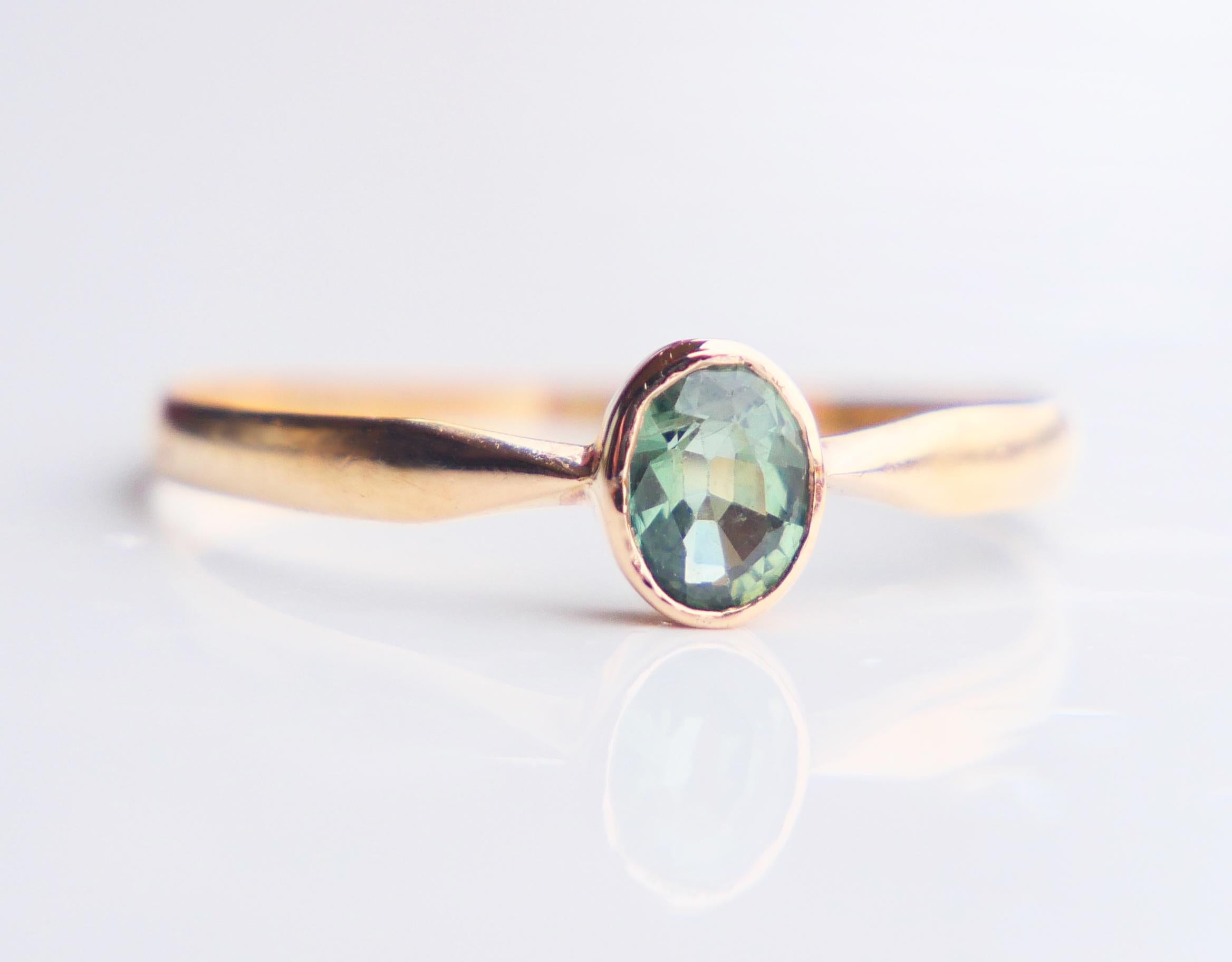 1921 Ring natural 0.5ct Green Sapphire solid 18K Gold ØUS8 / 1 gr For Sale 6