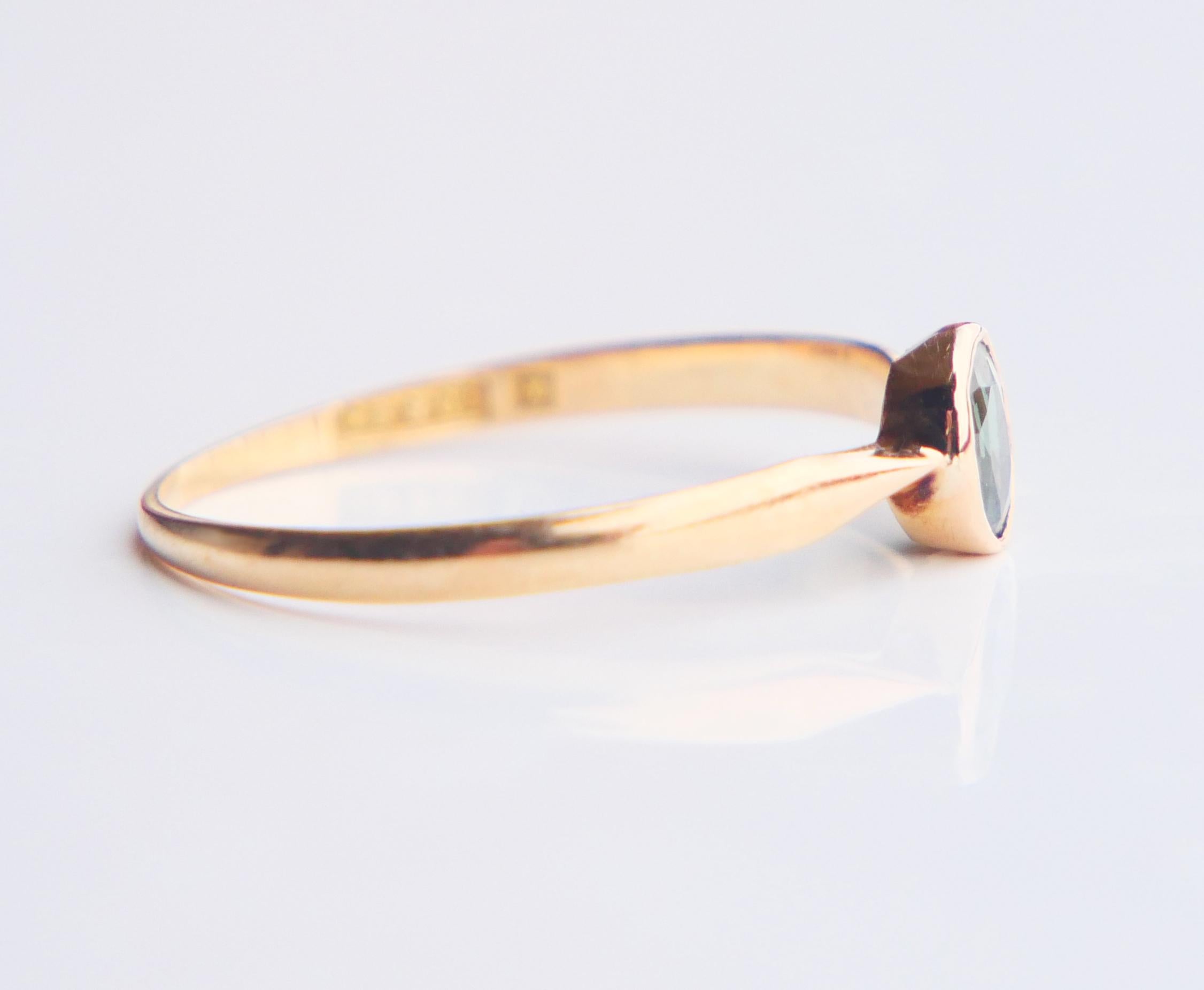 1921 Ring natural 0.5ct Green Sapphire solid 18K Gold ØUS8 / 1 gr For Sale 7
