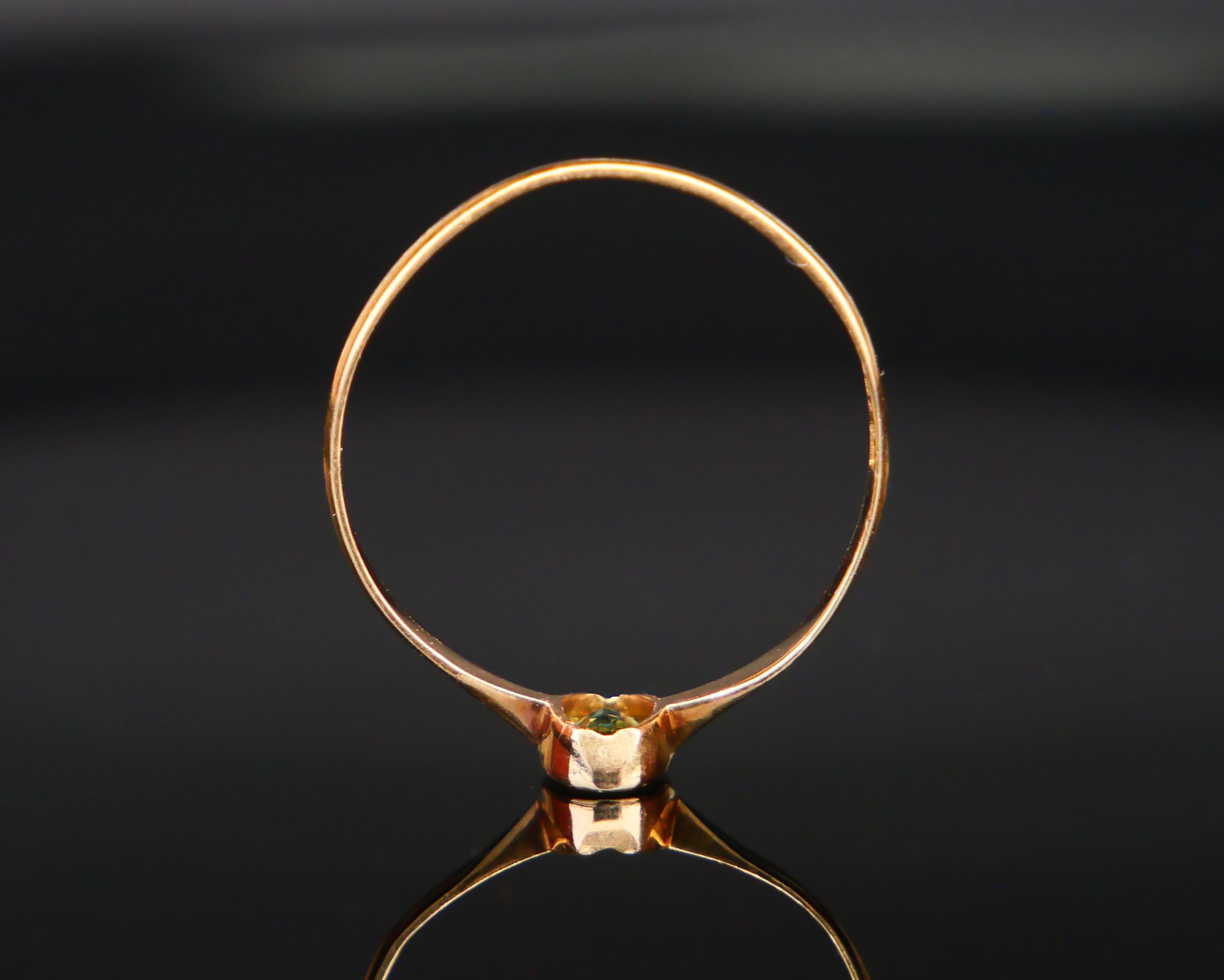 Women's 1921 Ring natural 0.5ct Green Sapphire solid 18K Gold ØUS8 / 1 gr For Sale