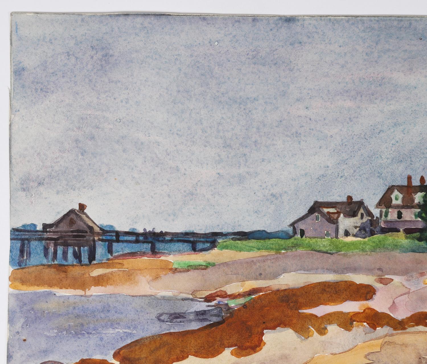 1921 South Harpswell Maine Egbert Cadmus Watercolor Painting In Good Condition For Sale In Seguin, TX