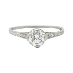 Antique 1922 Art Deco 0.90 Carat Diamond Platinum Engagement Ring