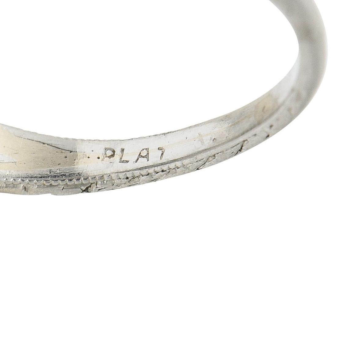 1922 Art Deco 1.79 Carats Diamond Platinum Scrolled Lotus Engagement Ring For Sale 4