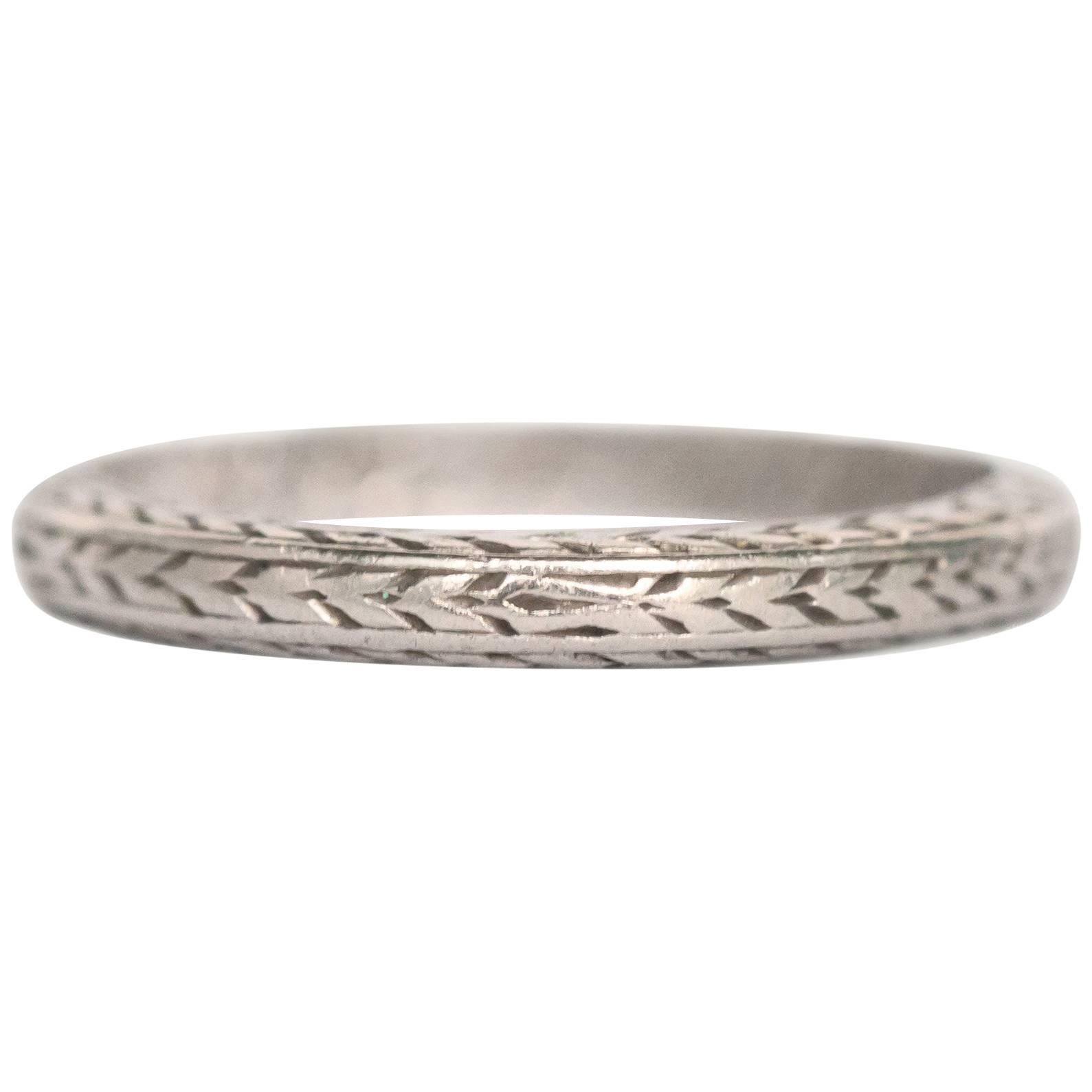 Fascia nuziale in platino Art Deco del 1922