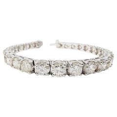 19.22 Carat Natural Diamond Tennis Bracelet 14 Karat White Gold