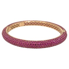 19.22 Carats Ruby Pave Bangle Bracelet in 18k Rose Gold