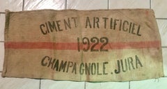 1922 French Nautical Jute Shipping Sack with Printed Shield and Anchor Logo