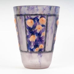 1922 Gabriel Argy Rousseau - Vase Fruits Feuillages Glass Pate De Verre