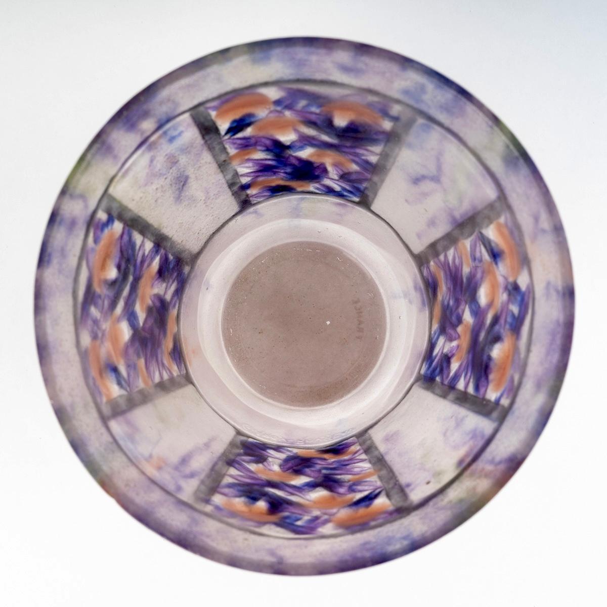 1922 Gabriel Argy Rousseau - Vase Fruits Feuillages Glass Pate De Verre In Good Condition For Sale In Boulogne Billancourt, FR