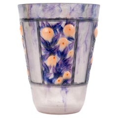 1922 Gabriel Argy Rousseau - Vase Fruits Feuillages Glass Pate De Verre