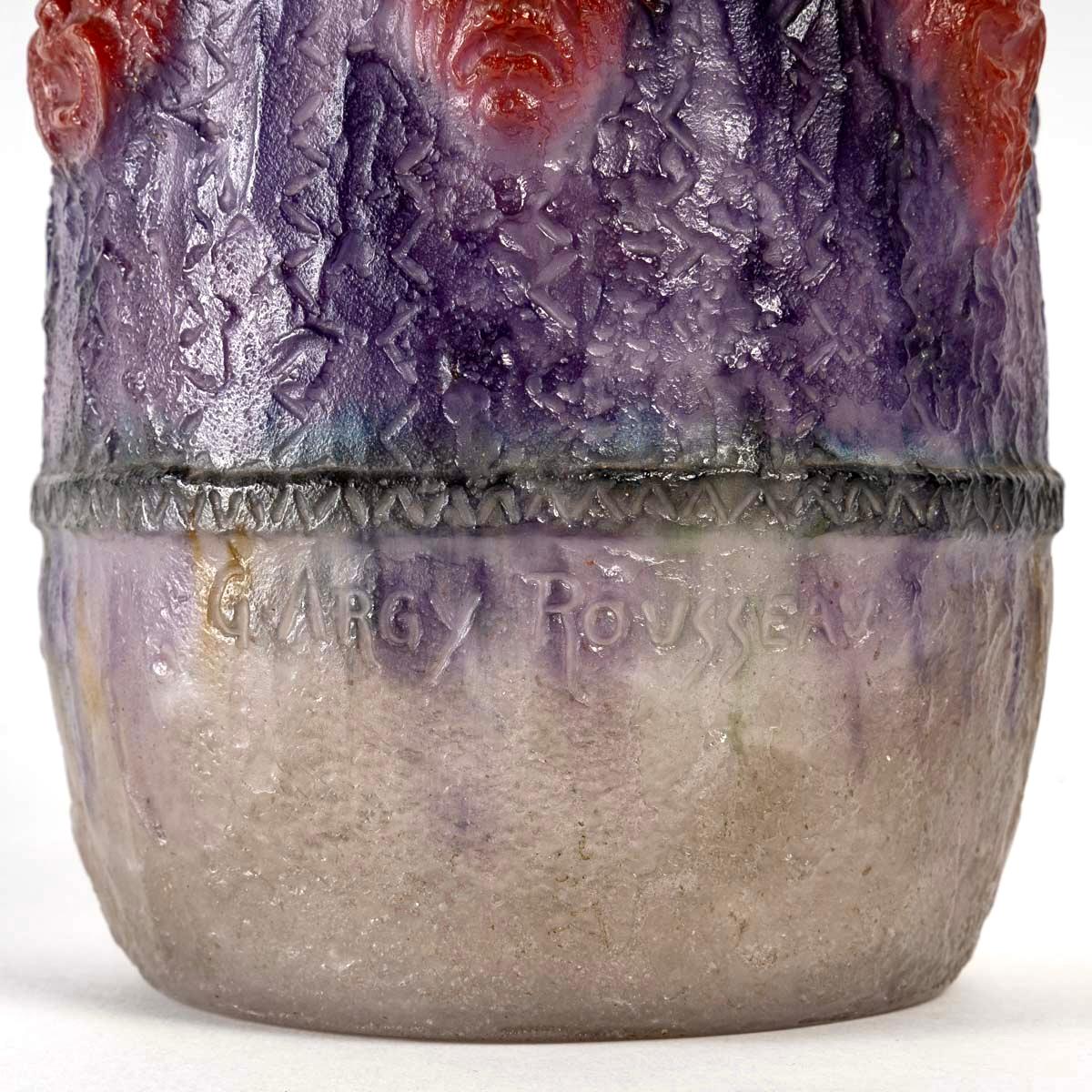 Early 20th Century 1922 Gabriel Argy-Rousseau, Vase Tragi Comique Pate De Verre Glass For Sale