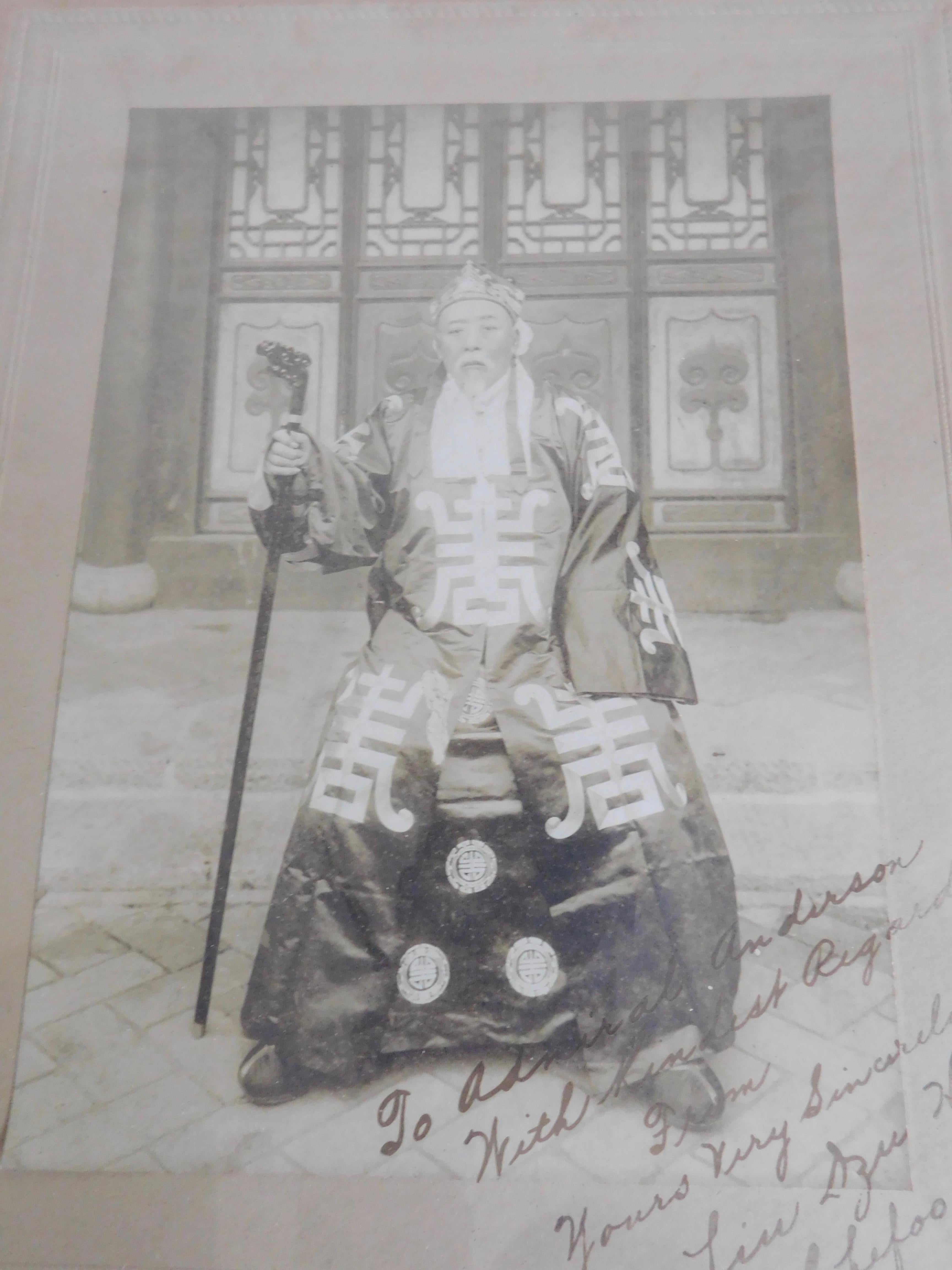 20th Century 1922 Photograph of Chinese Chefoo Liu Dzu Hing Presented to USA Admiral Anderson For Sale