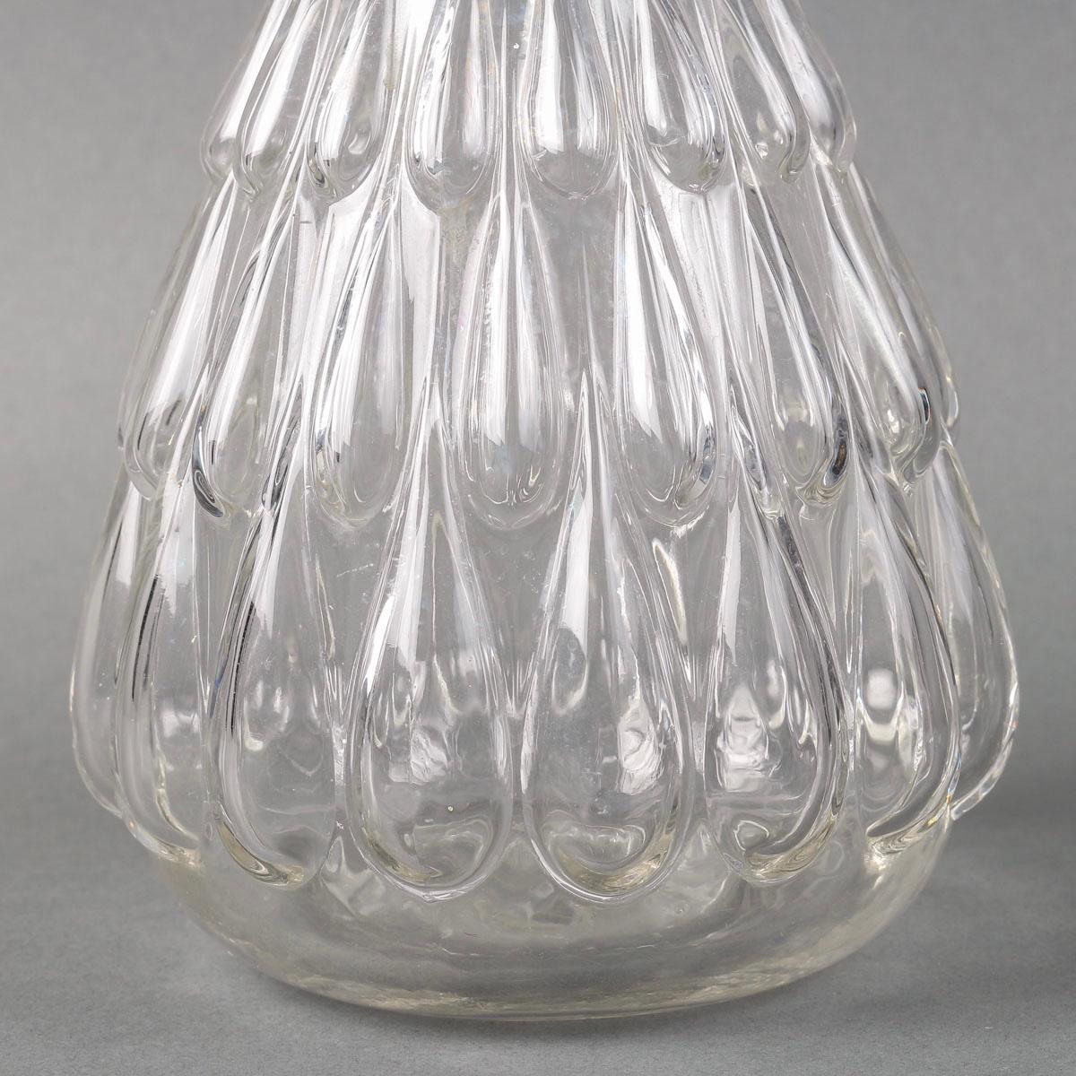 Art Deco 1922 Rene Lalique, Decanter Gouttes D'Eau Clear Glass Water Drops For Sale