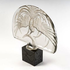 1922 René Lalique Decoration Centerpiece Oiseau De Feu Firebird Glass & Bronze
