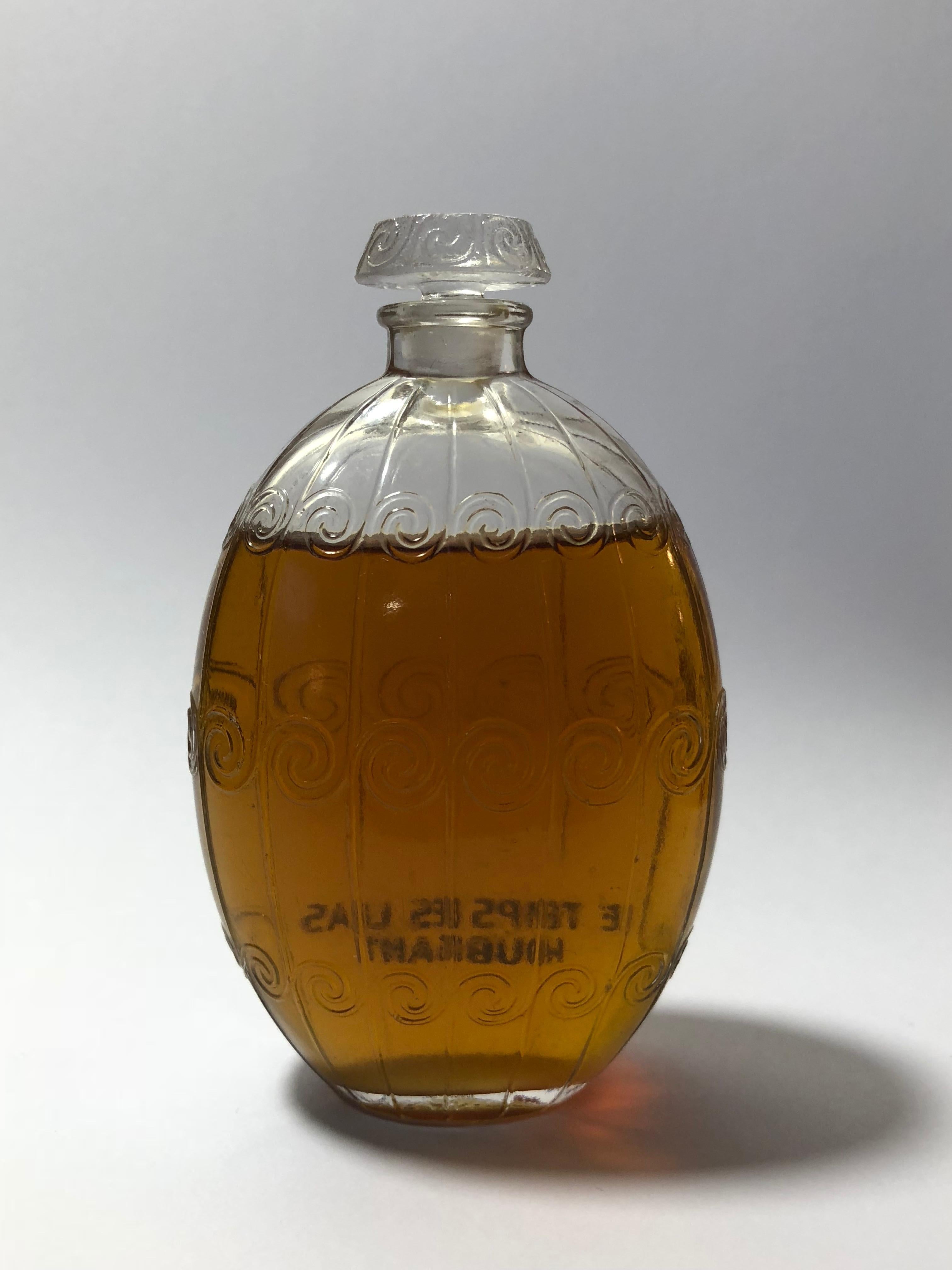 Art Deco 1922 Rene Lalique Le Temps Des Lilas Perfume Bottle for Houbigant Clear Glass