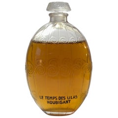 1922 Rene Lalique Le Temps Des Lilas Perfume Bottle for Houbigant Clear Glass