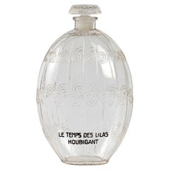 1922 Rene Lalique Le Temps des Lilas Perfume Bottle Houbigant Clear Glass