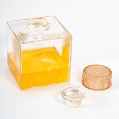1922 Rene Lalique Perfume Bottle Illusion Clear Glass with Sepia Patina