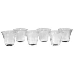 1922 René Lalique Set 6 Pieces Glasses Cups Pavot Black Enamel