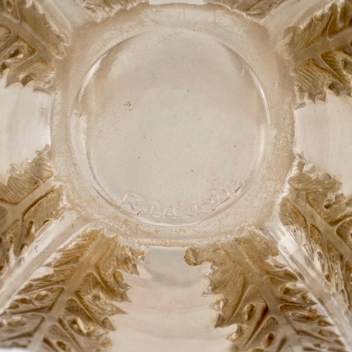Molded 1922 René Lalique - Vase Chardons Thistles Glass With Sepia Patina