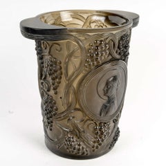 1922 René Lalique - Vase Ice Champagne Bucket Sainte Odile Smoked Topaz Glass