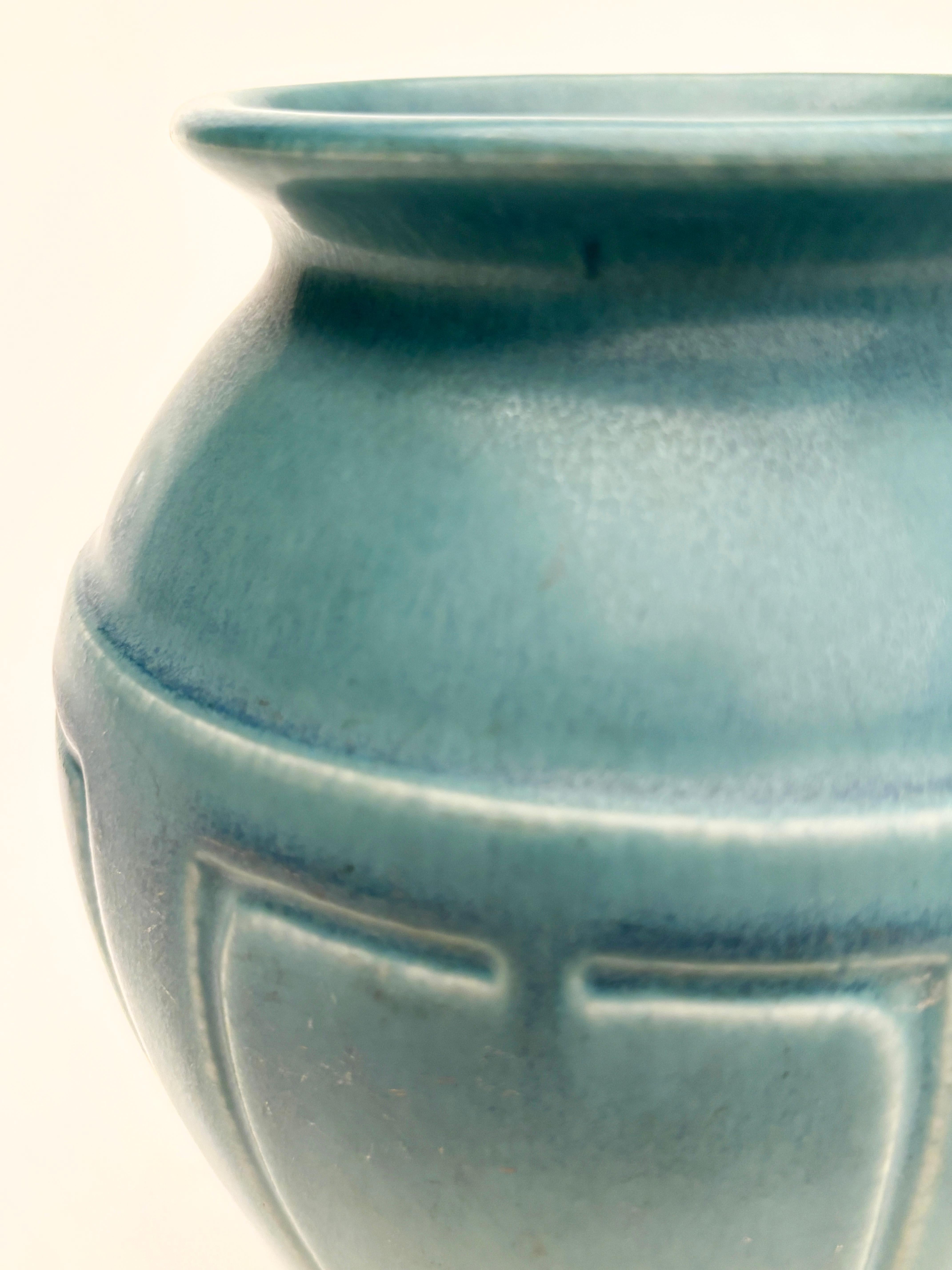 Ceramica 1922 Rookwood Art Nouveau Verde Turchese Morbido con Pannelli in vendita