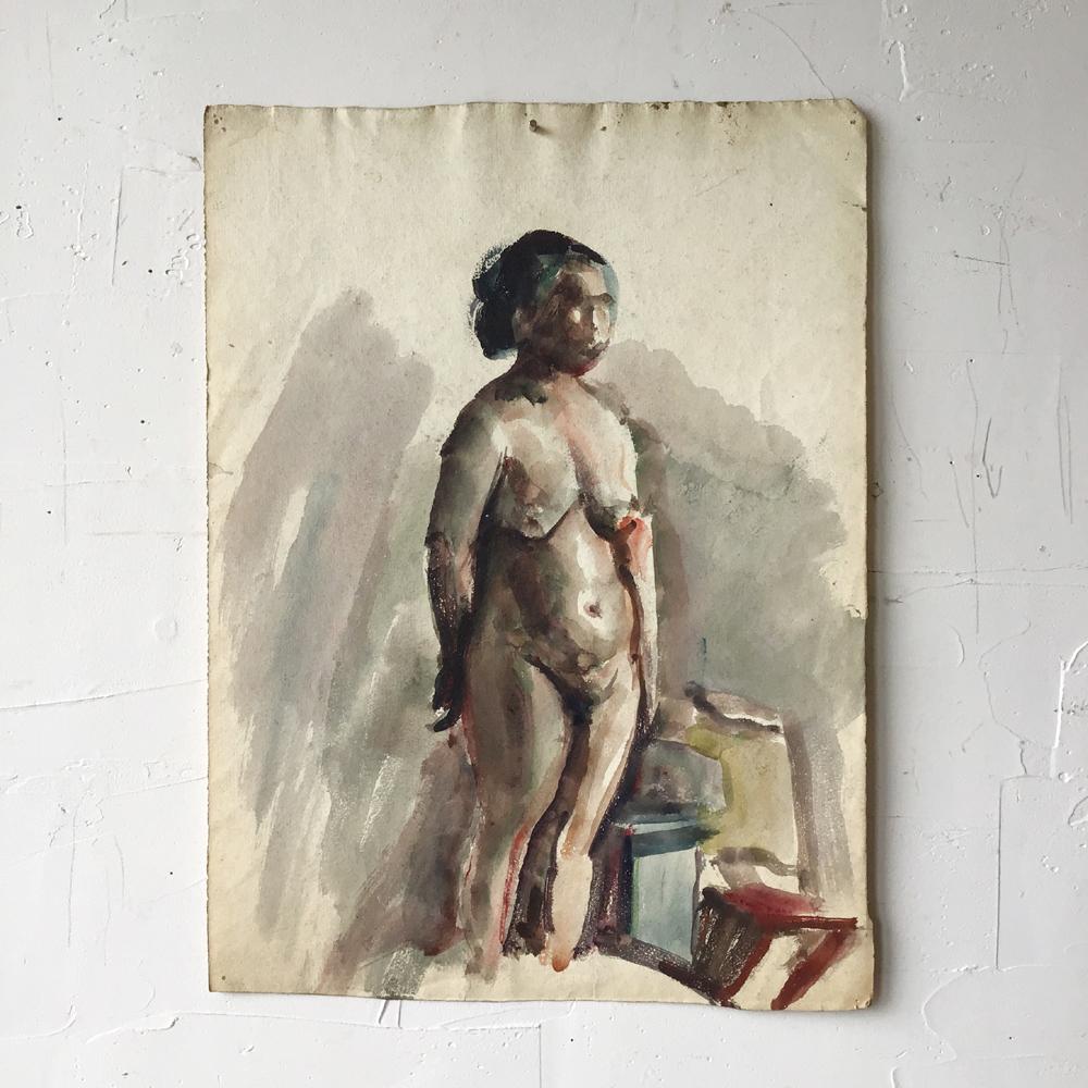 1922 Zwei Akte Japanisch Antike Aquarellzeichnung von Shigeru Tsukamoto (Japonismus) im Angebot
