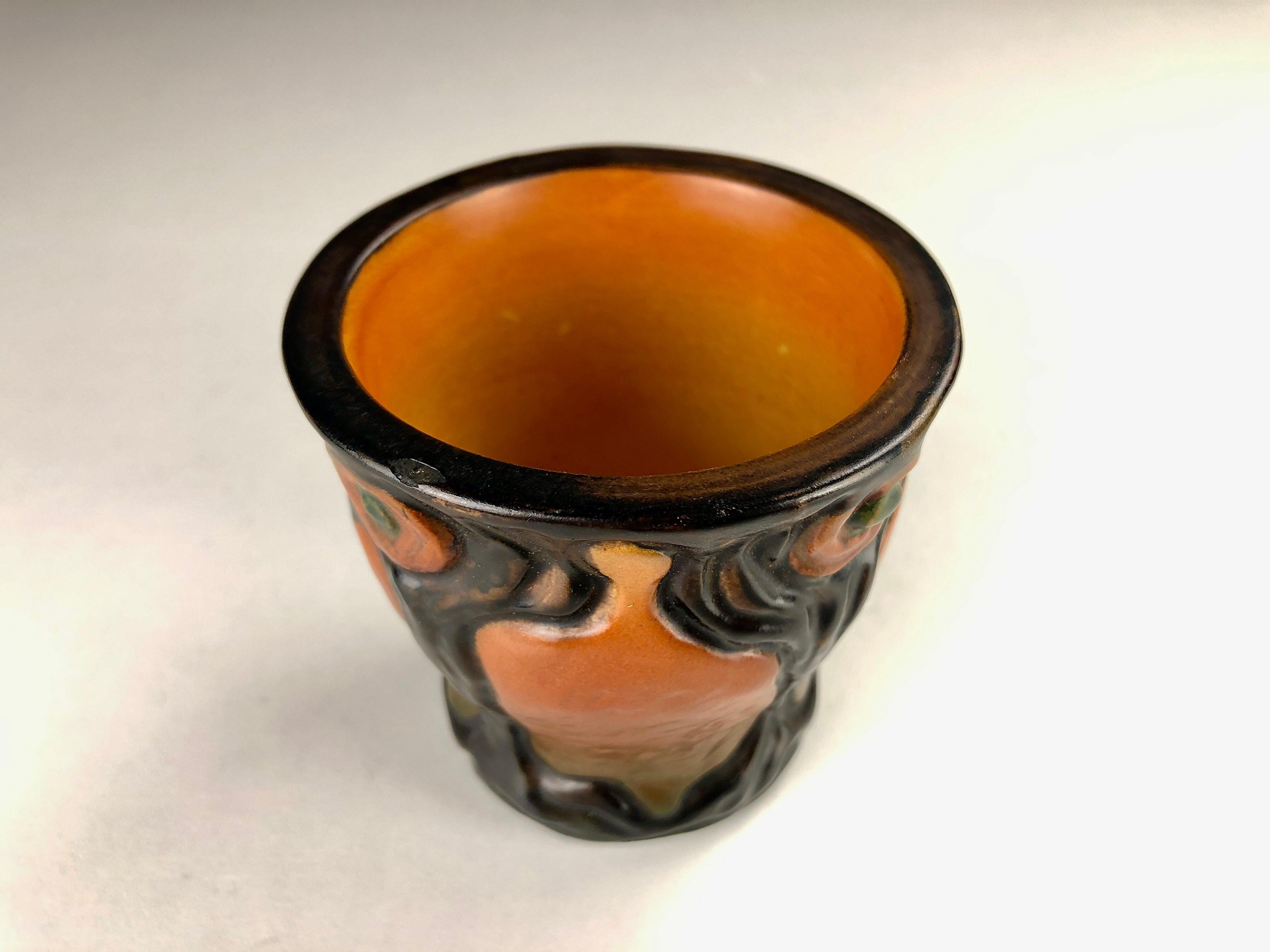 1920's Hand-Crafted Small Danish Art Nouveau Vase or Bowl by P. Ipsens Enke In Good Condition For Sale In Knebel, DK