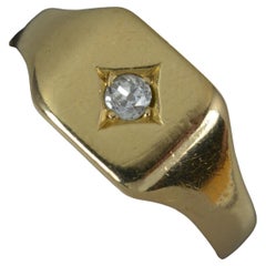 1923 Antique 18ct Gold and Old Cut Diamond Solitaire Signet Ring