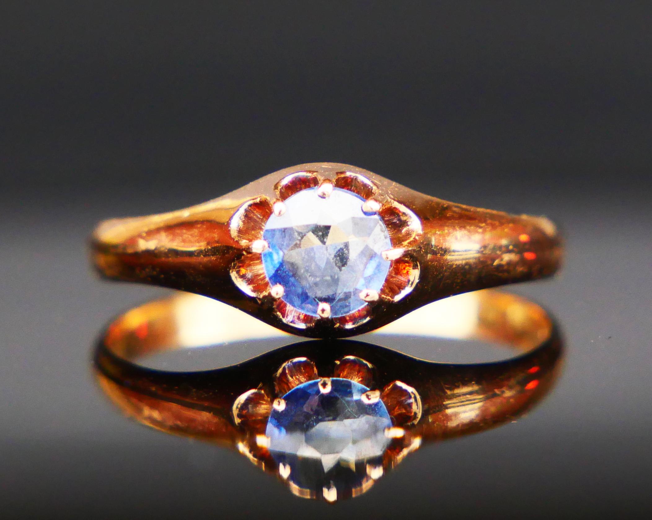1923 Antique Ring 0.7ct natural Sapphire solid 18K Gold Ø 6.75 US /2.2gr   For Sale 5
