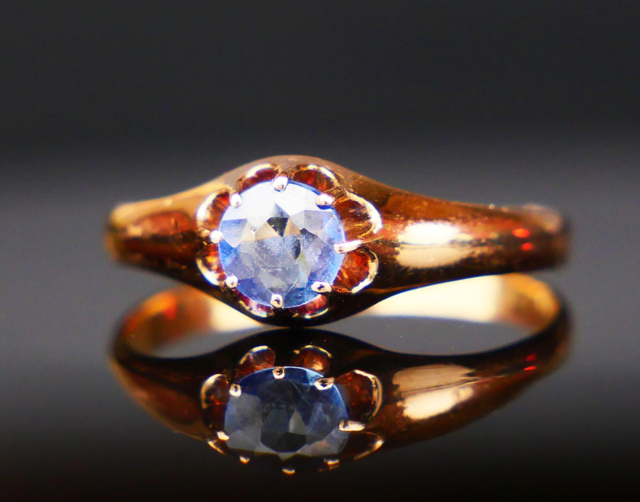 1923 Antique Ring 0.7ct natural Sapphire solid 18K Gold Ø 6.75 US /2.2gr   For Sale 6