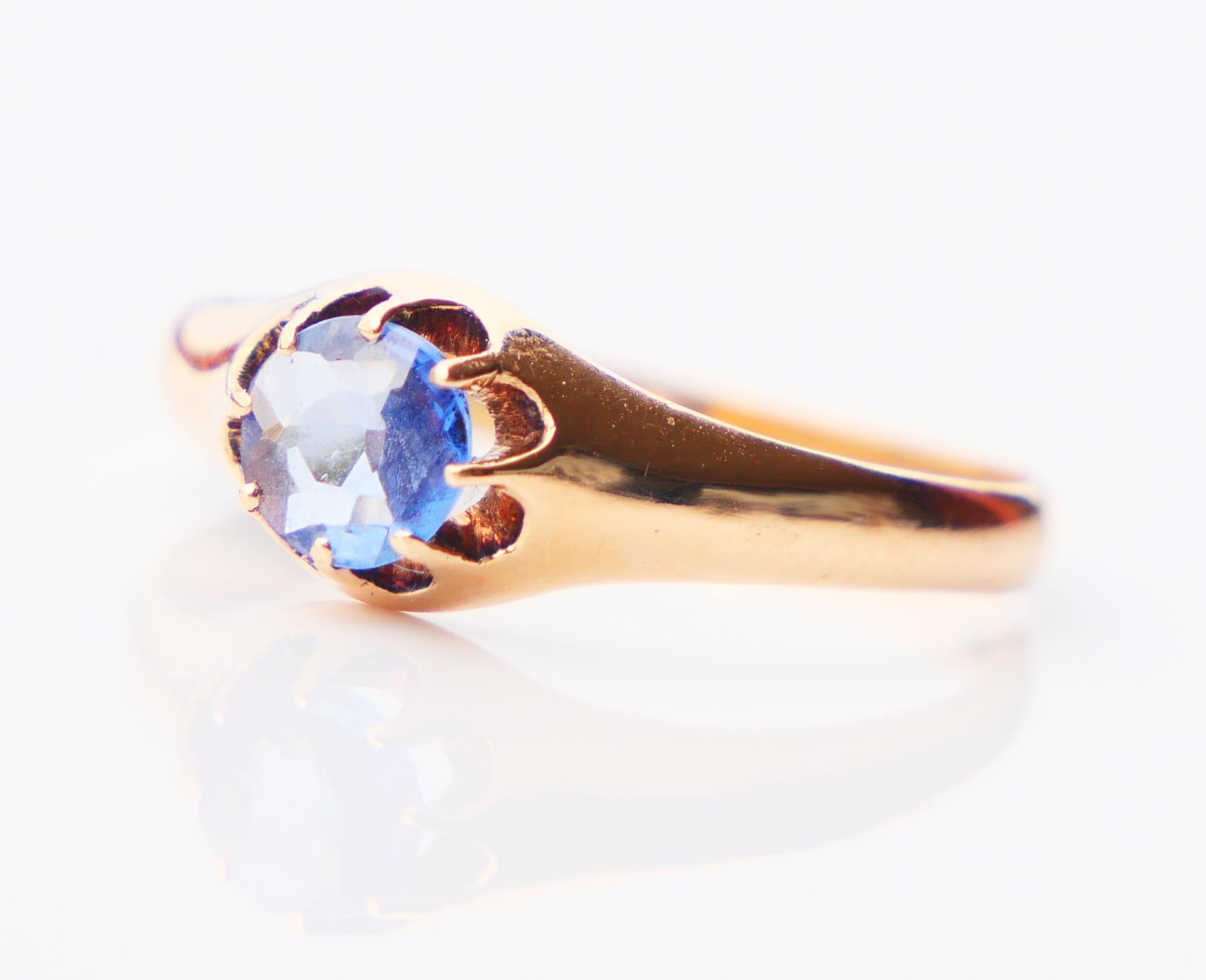 Art Deco 1923 Antique Ring 0.7ct natural Sapphire solid 18K Gold Ø 6.75 US /2.2gr   For Sale