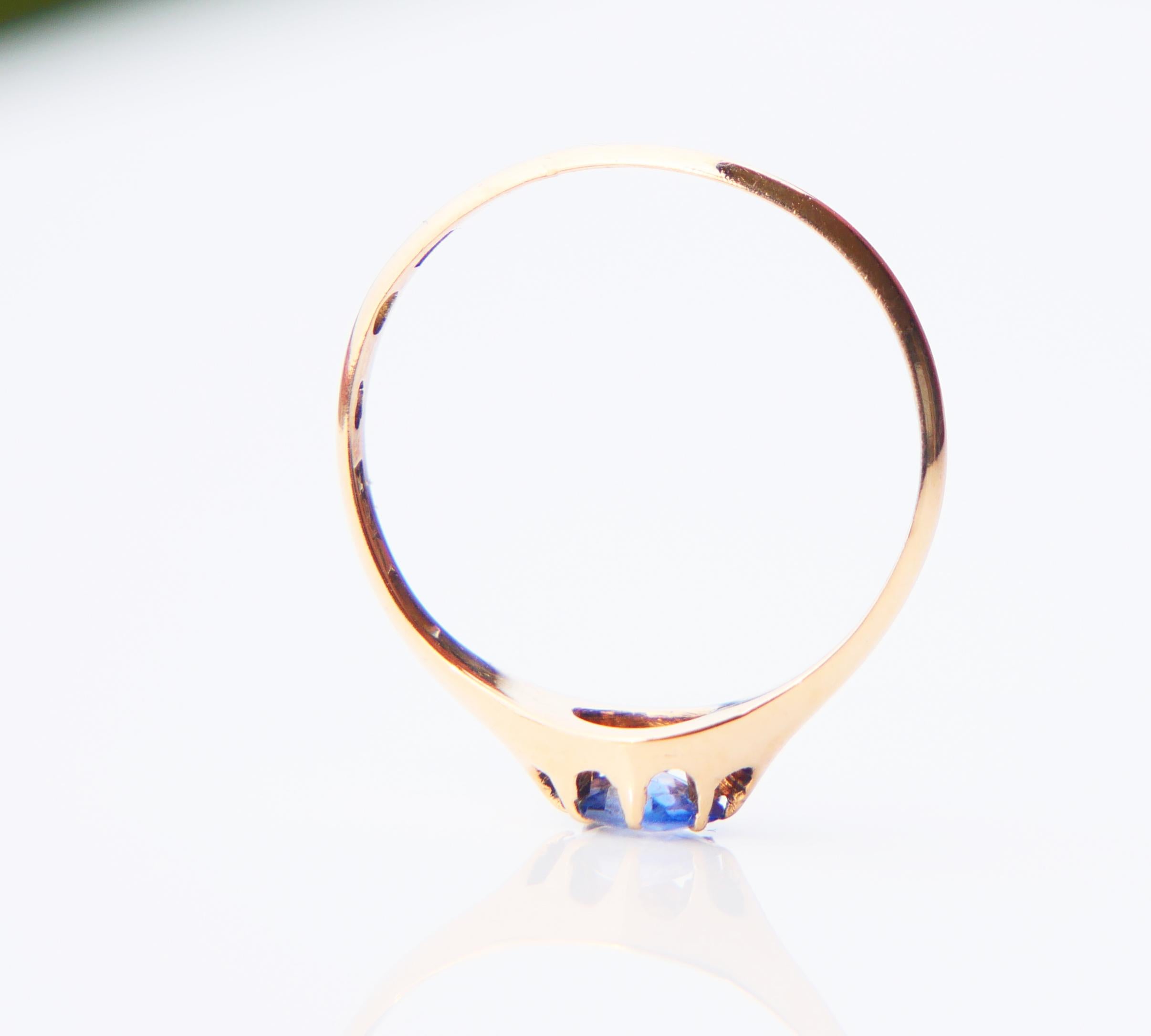 Women's 1923 Antique Ring 0.7ct natural Sapphire solid 18K Gold Ø 6.75 US /2.2gr   For Sale
