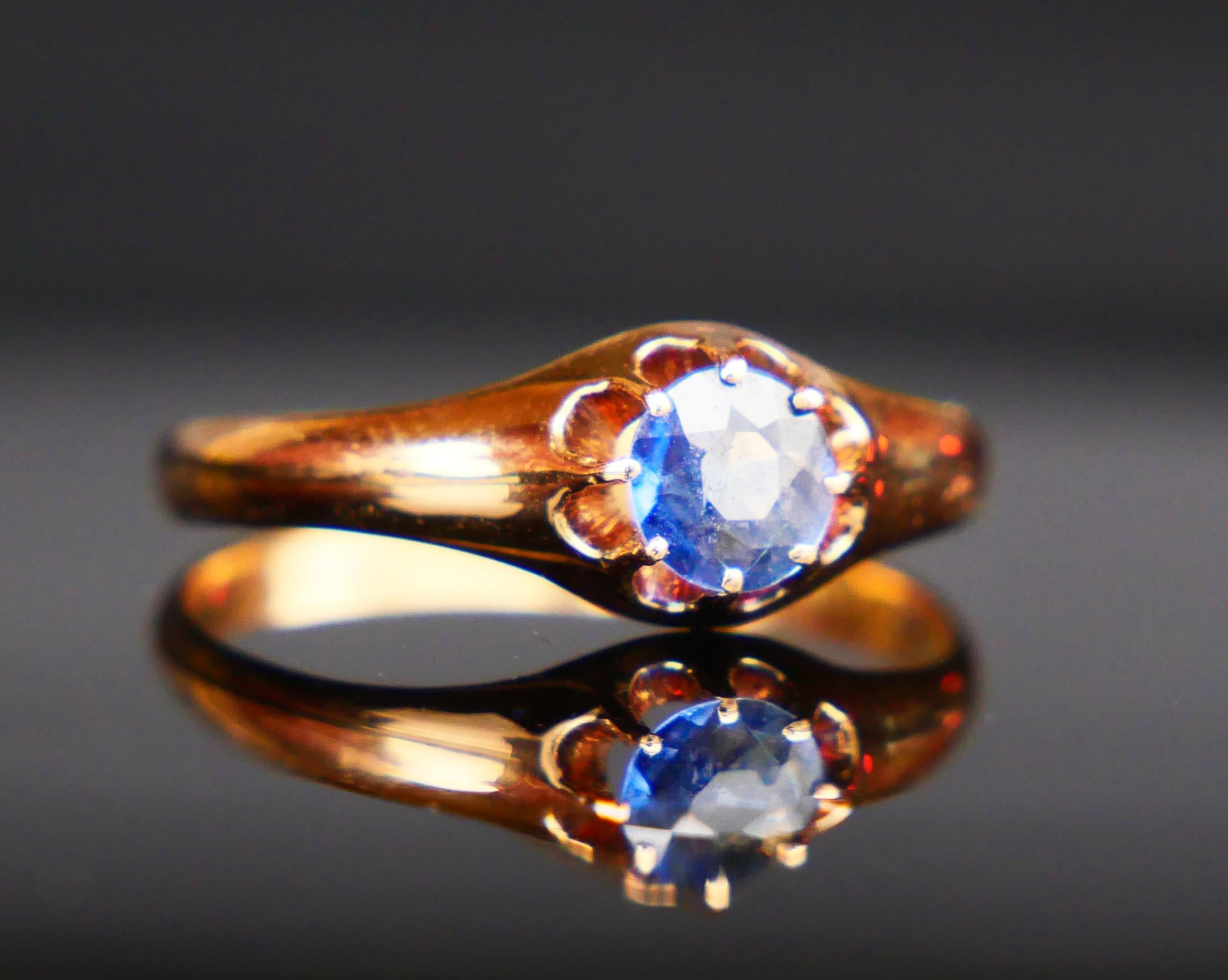 1923 Antique Ring 0.7ct natural Sapphire solid 18K Gold Ø 6.75 US /2.2gr   For Sale 4