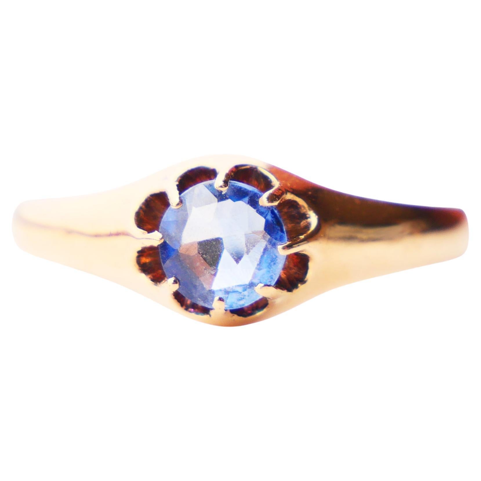 1923 Antique Ring 0.7ct natural Sapphire solid 18K Gold Ø 6.75 US /2.2gr   For Sale