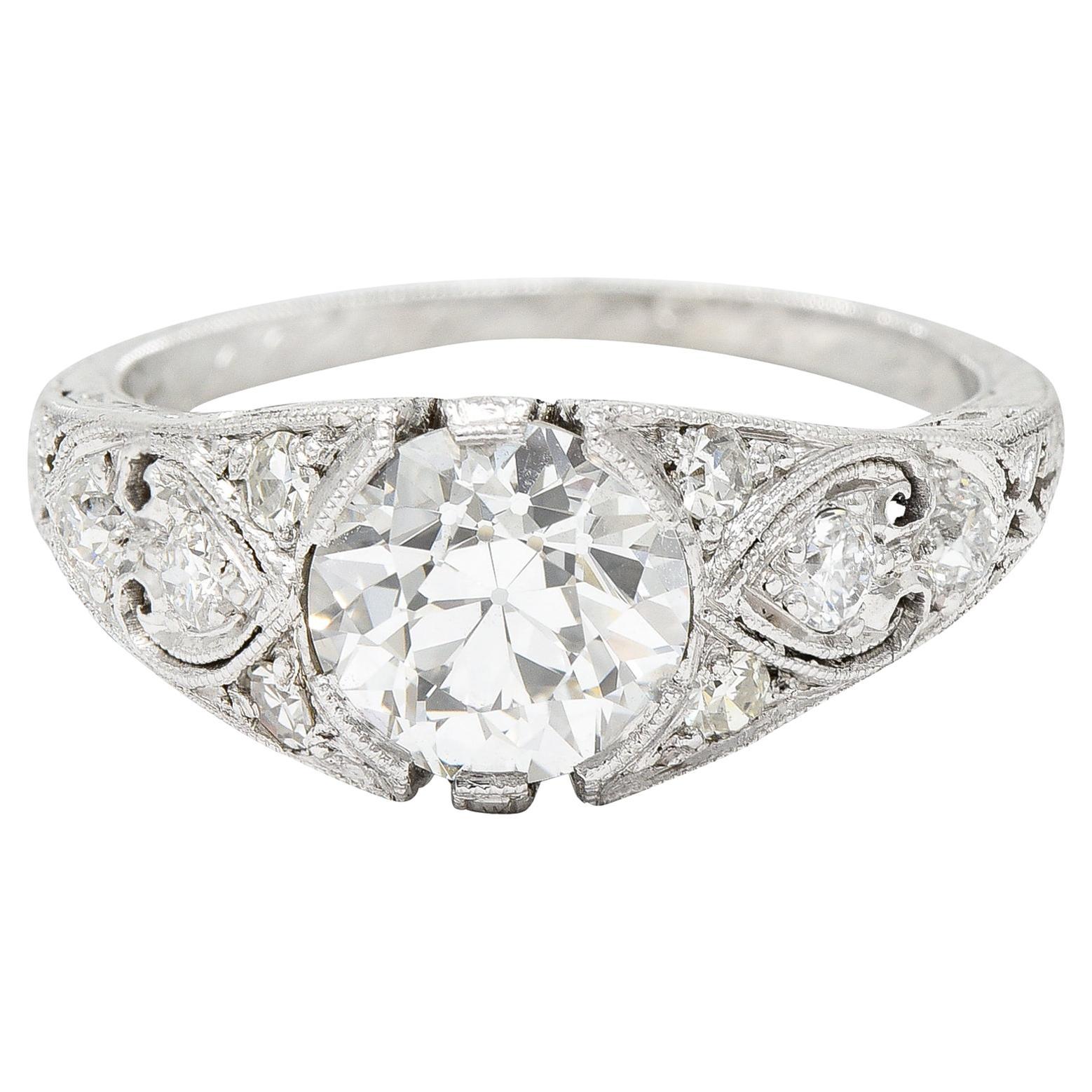 1920s Art Deco GIA Certified 1.34 Carat Diamond Amethyst Platinum ...