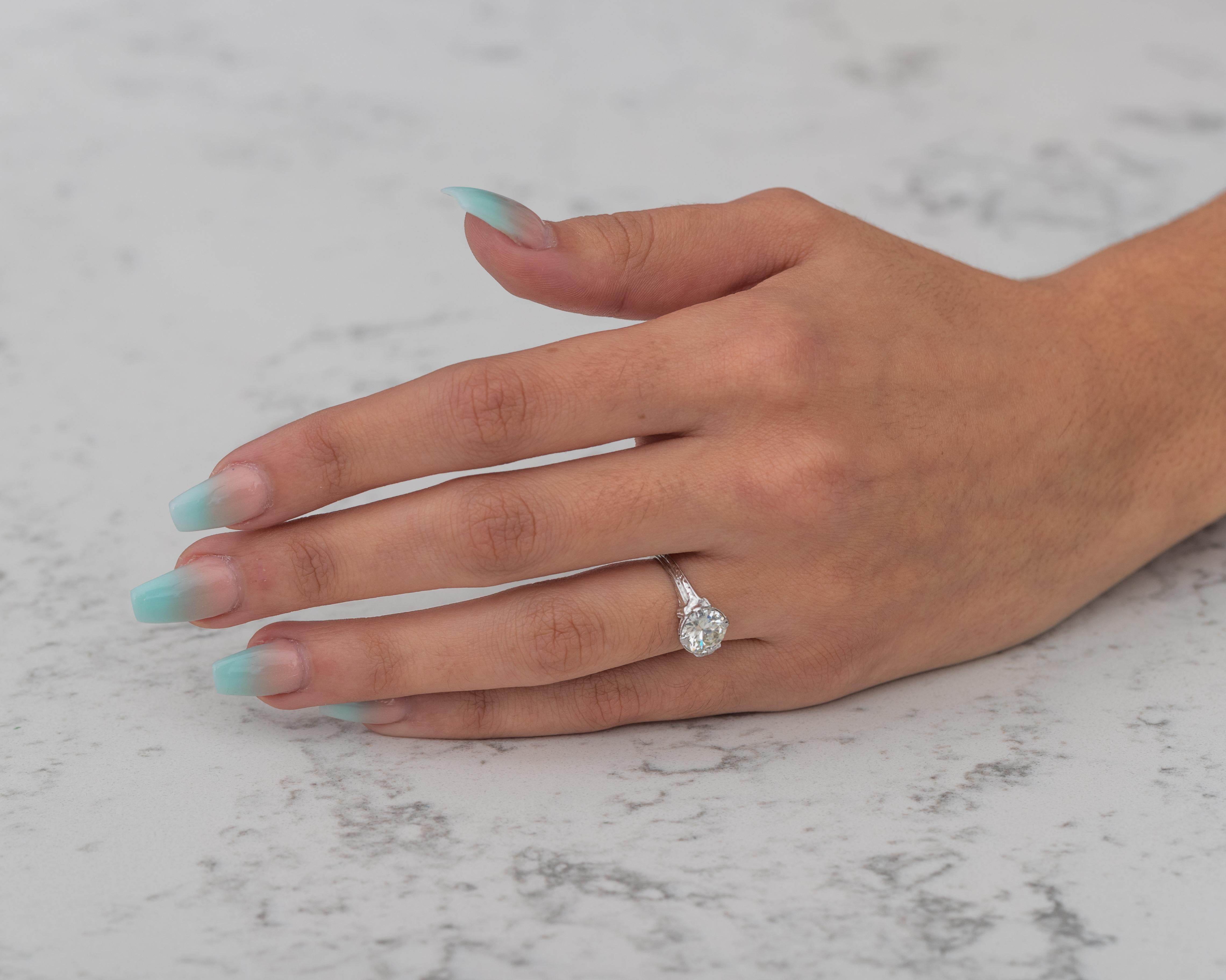 1923 Art Deco 1.83 Carat Diamond Platinum Engagement Ring For Sale 6