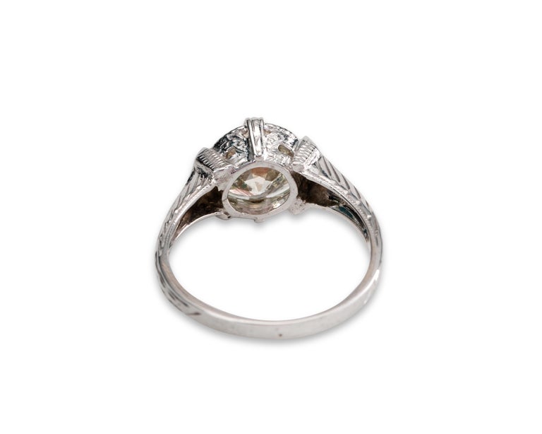 1923 Art Deco 1.83 Carat Diamond Platinum Engagement Ring For Sale at ...