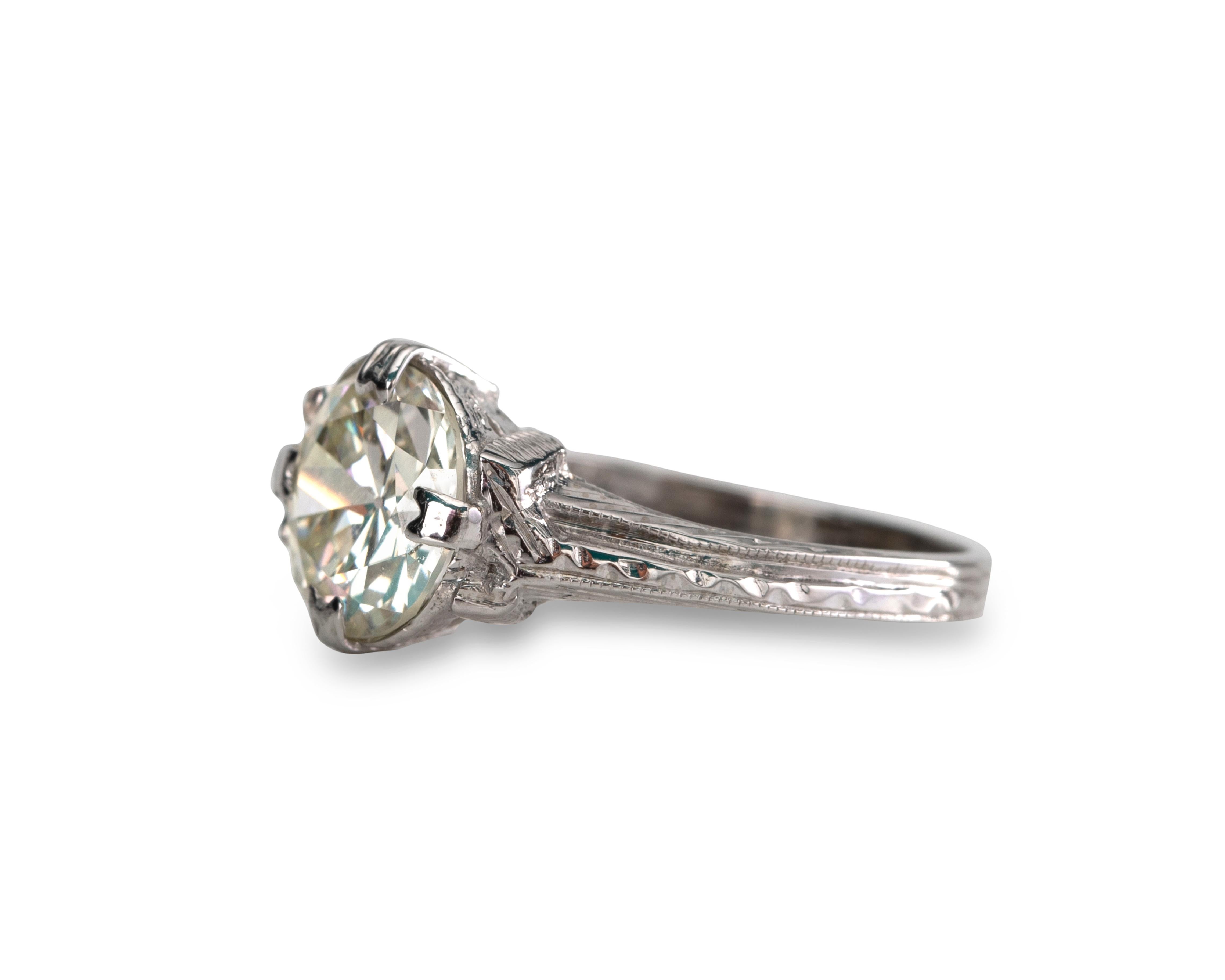 1923 Art Deco 1.83 Carat Diamond Platinum Engagement Ring For Sale 1